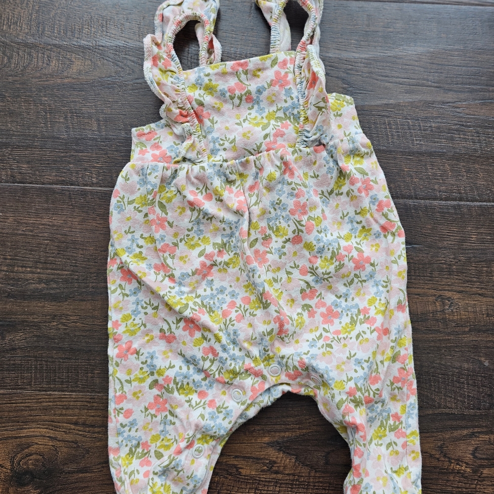 Carter's Floral Print Kids Overalls - Pink and Yellow